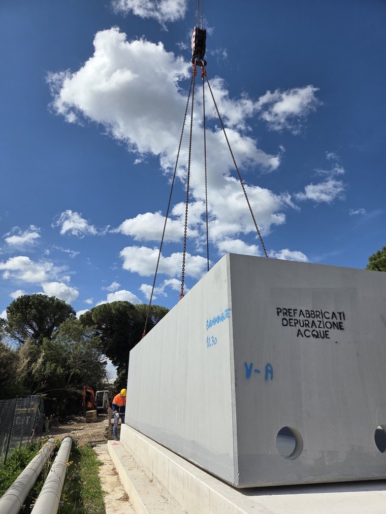 Vasche prefabbricate a Venturina - posizionamento della vasca
